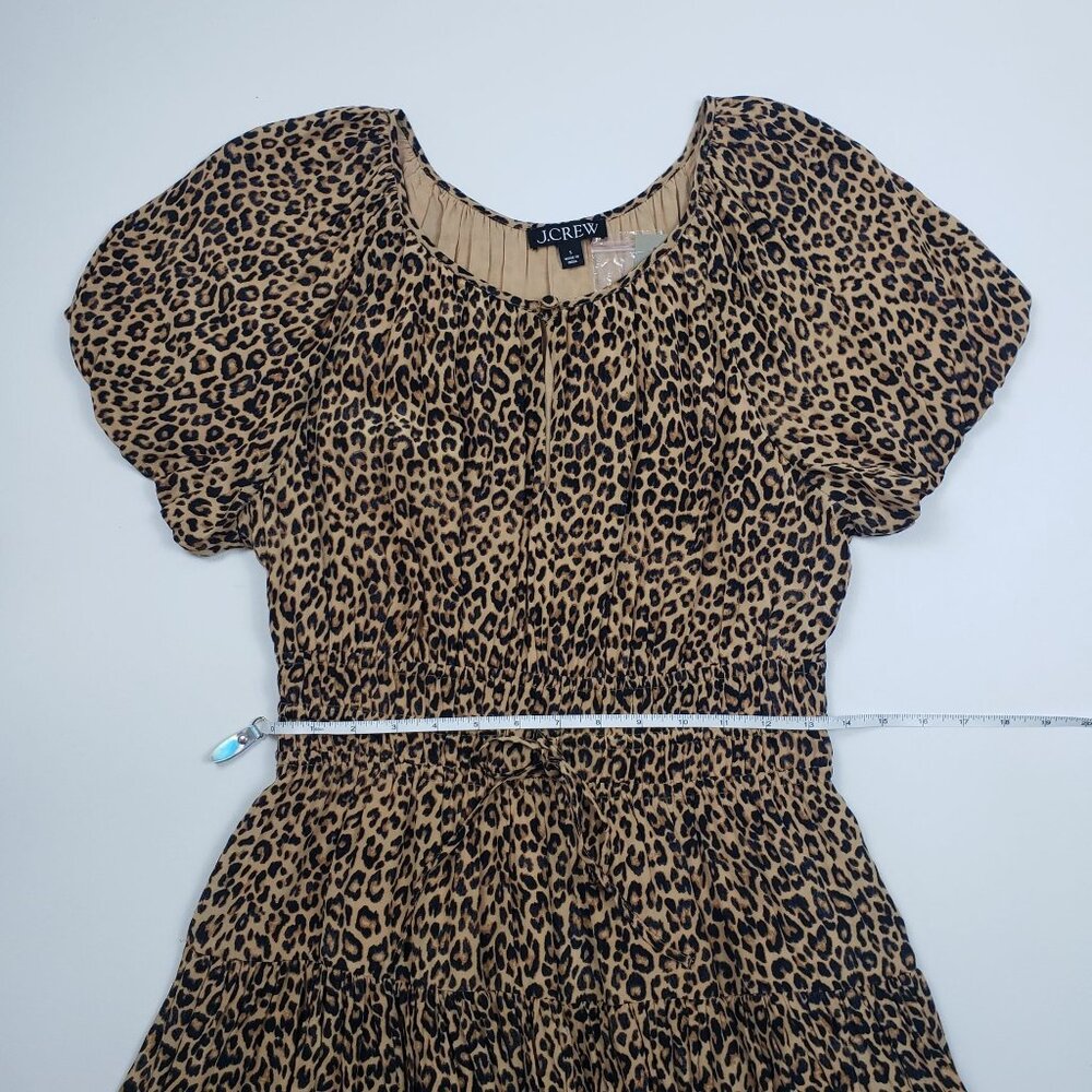 J.Crew Elena Puff-Sleeve Dress in Leopard Crepe de Chine Women's Size Small NWT - Picture 6 of 16